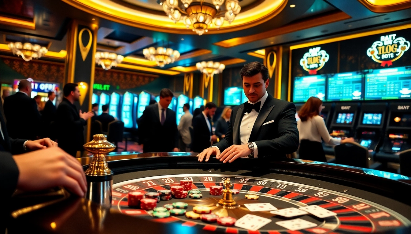 Engaging casino experience at 166bet with players enjoying roulette and slot machines.
