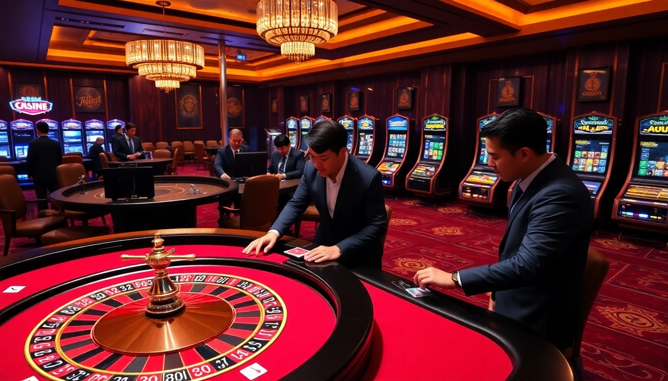 Gambling excitement at Nhà Cái Ga888 with poker games and vibrant casino tables