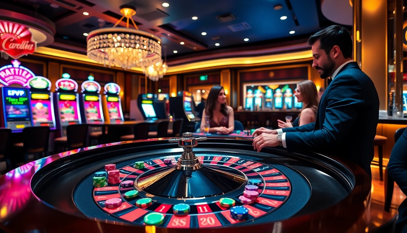 Exciting casino gameplay at s 8 featuring a roulette table and elegant players.