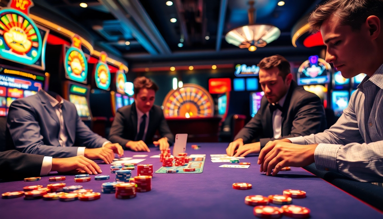 Gamble at https://mm88.observer/ with vibrant casino visuals depicting poker, dice, and roulette excitement.