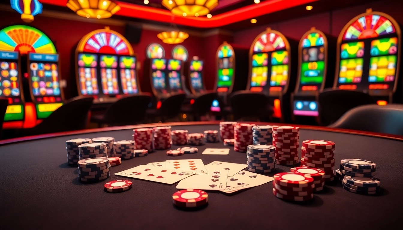 Experience the thrill of winning at 555 win with an exciting casino scene filled with vibrant energy.