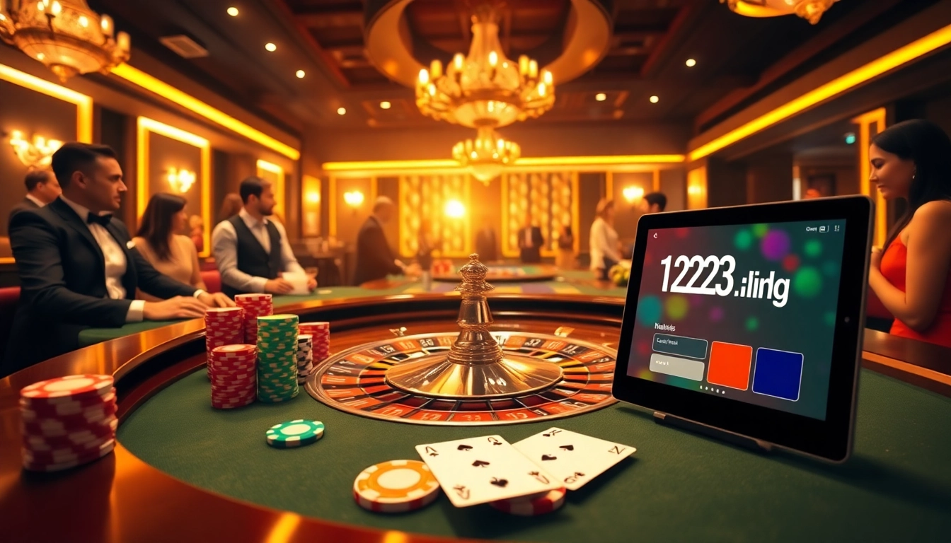 Engage with thrilling games at https://123b.ing/ featuring vibrant roulette, poker chips, and professional dealers.