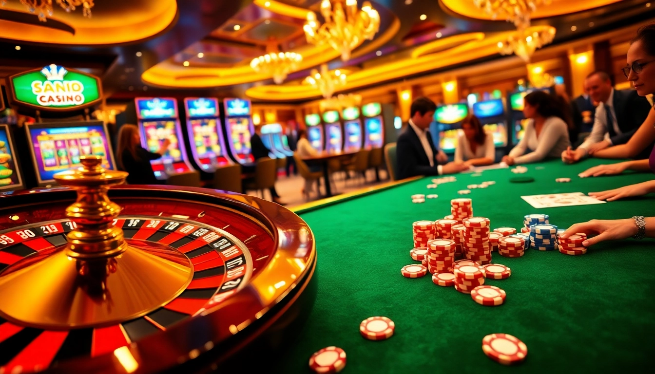 Visualizing meilleurs casino sans verification with exciting roulette and slot machines in a luxurious gaming environment.