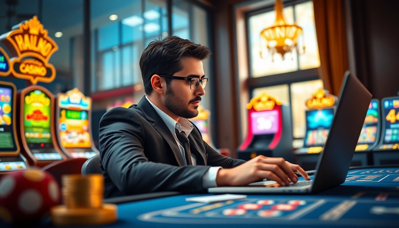 Joueur explorant des jeux de casino en ligne avec une interface captivante