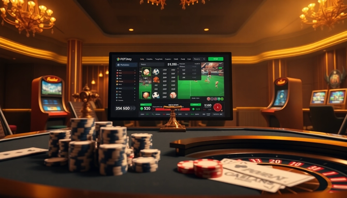 Visual of an online sports betting interface at a luxurious casino, highlighting site de pari en ligne.