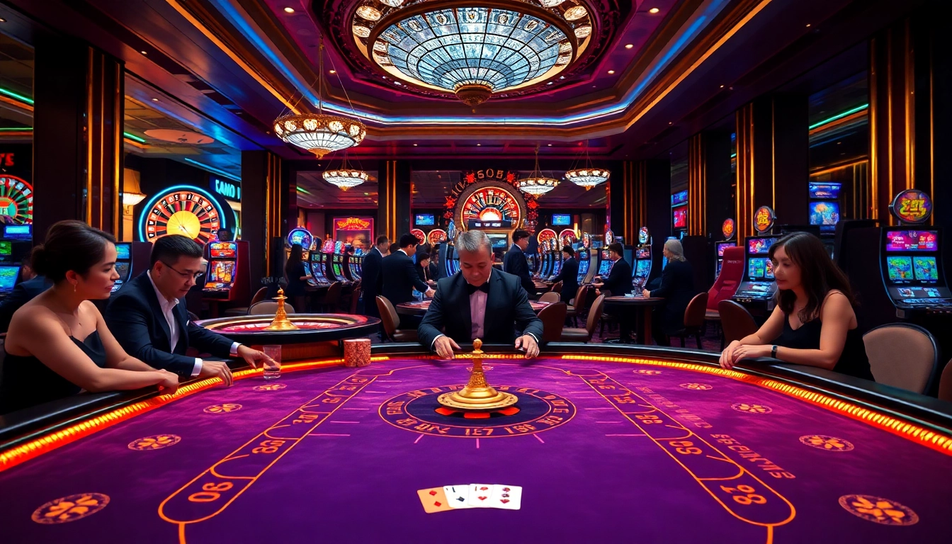 Exciting casino atmosphere at jun 88 featuring table games and vibrant slot machines.