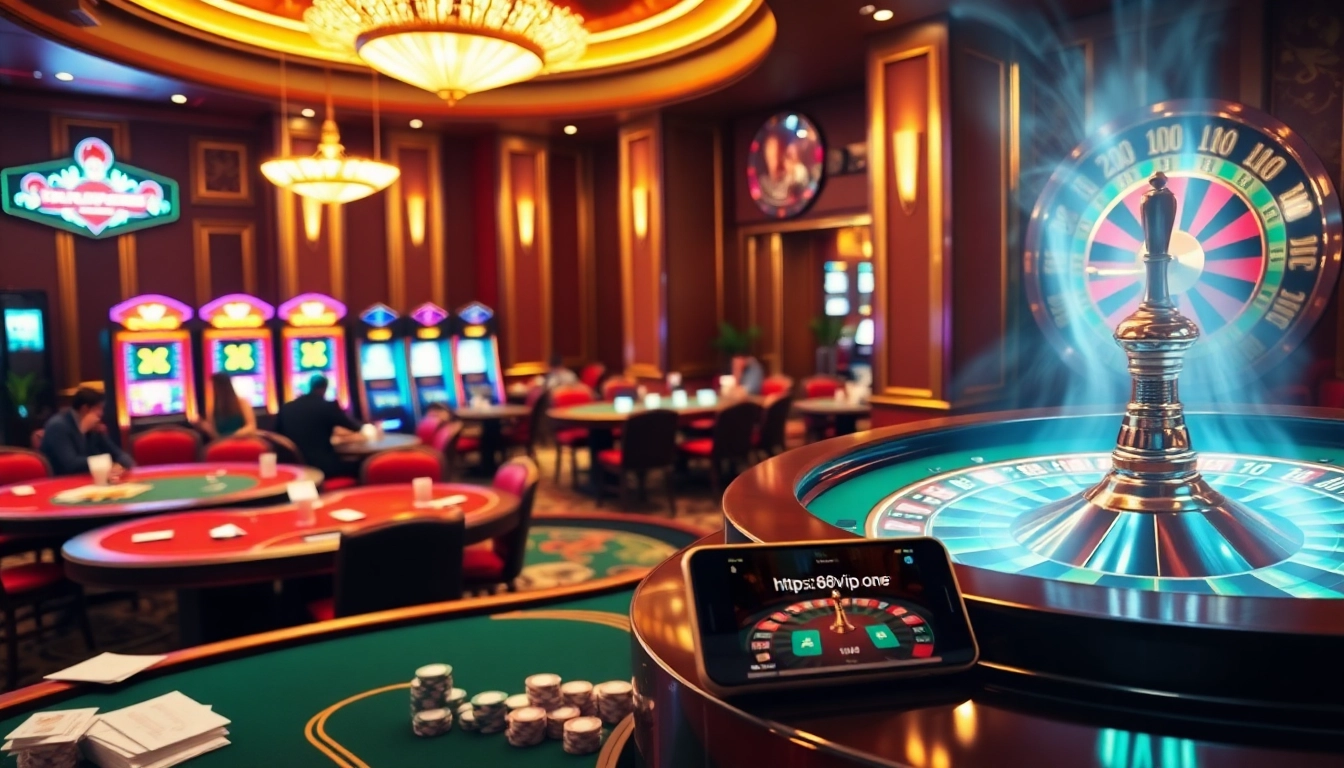 Engaging gamblers at the vibrant tables and slot machines of https://68vip.one/ showcasing excitement and luxury.