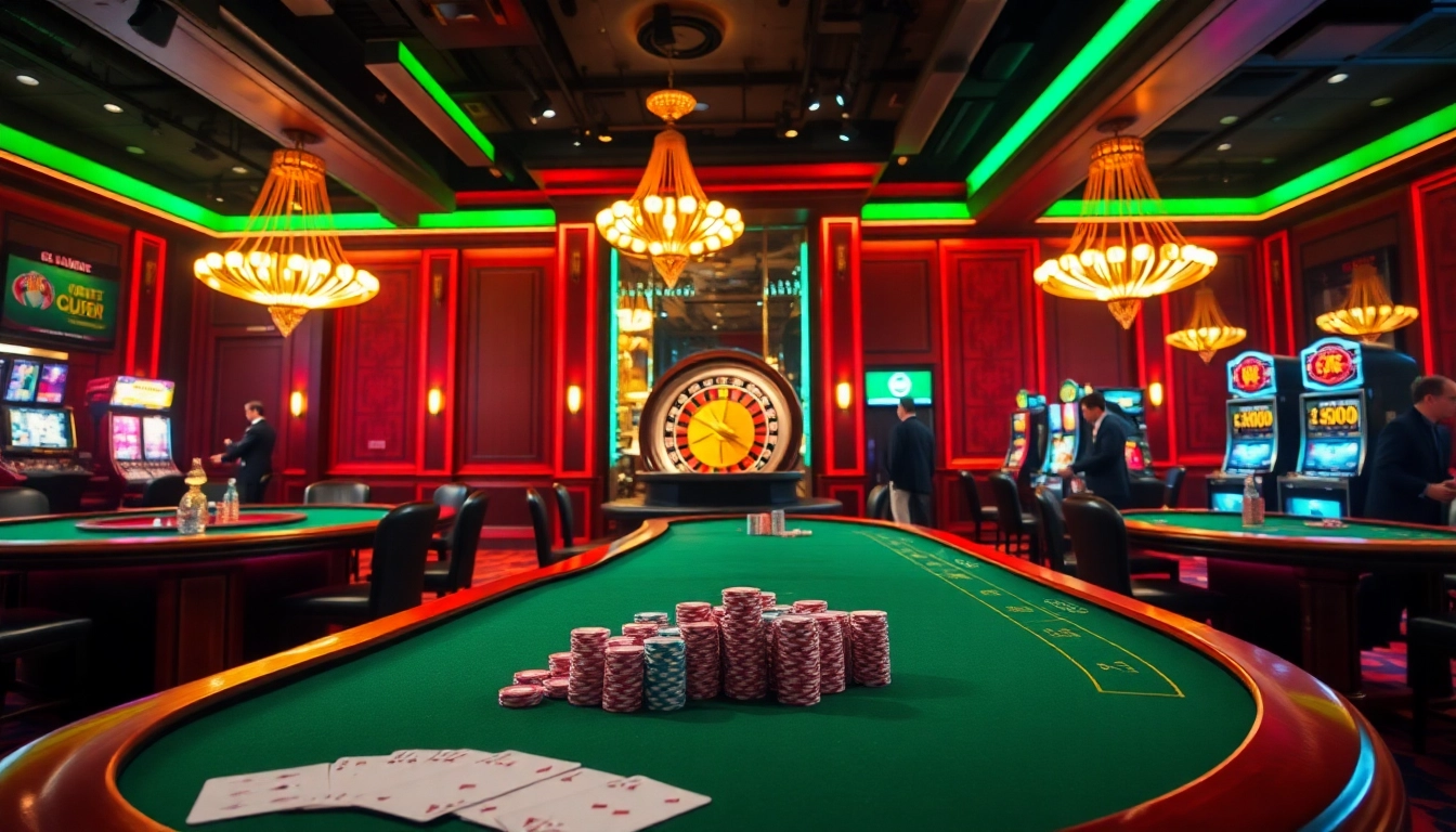 C168 casino players engaged in a thrilling game, featuring vibrant poker chips and cards.