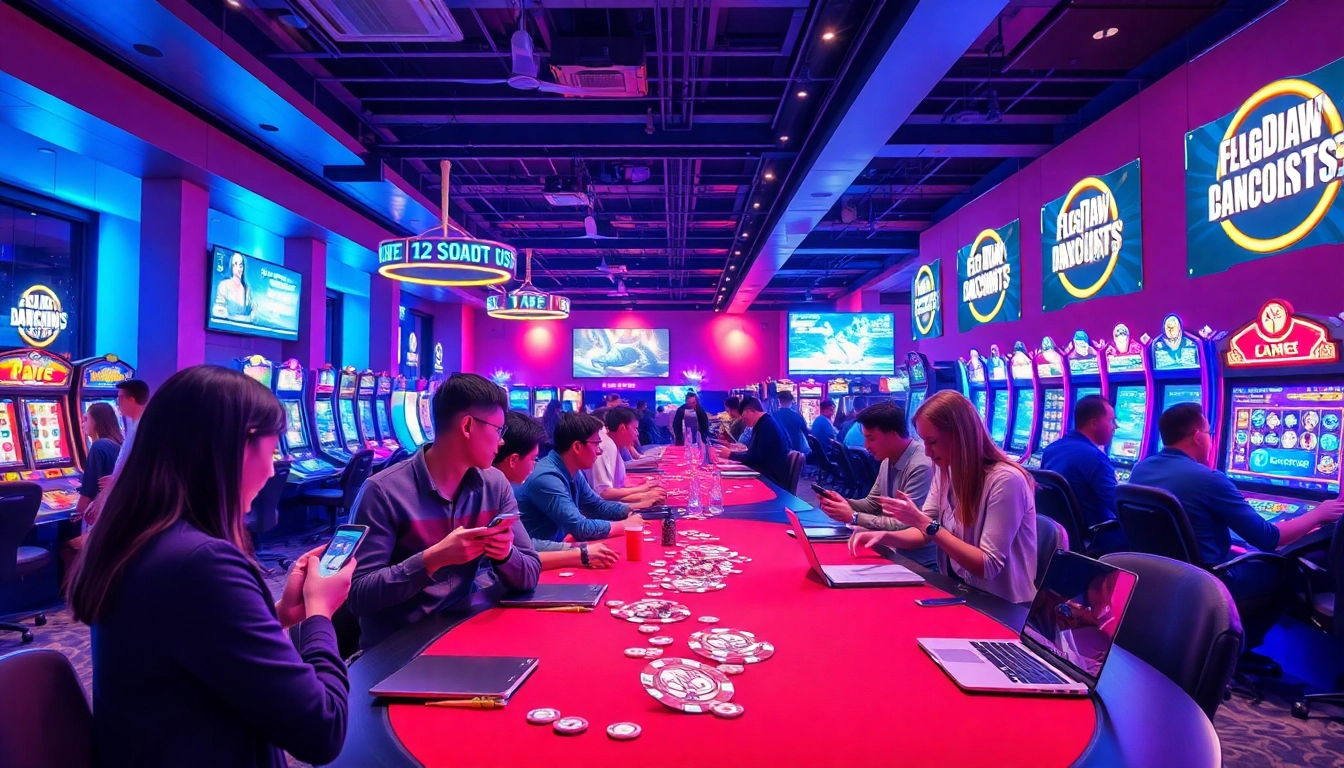 Engaging online casino experience at https://open88seo.com/ featuring diverse players, vibrant atmosphere, and modern gaming.