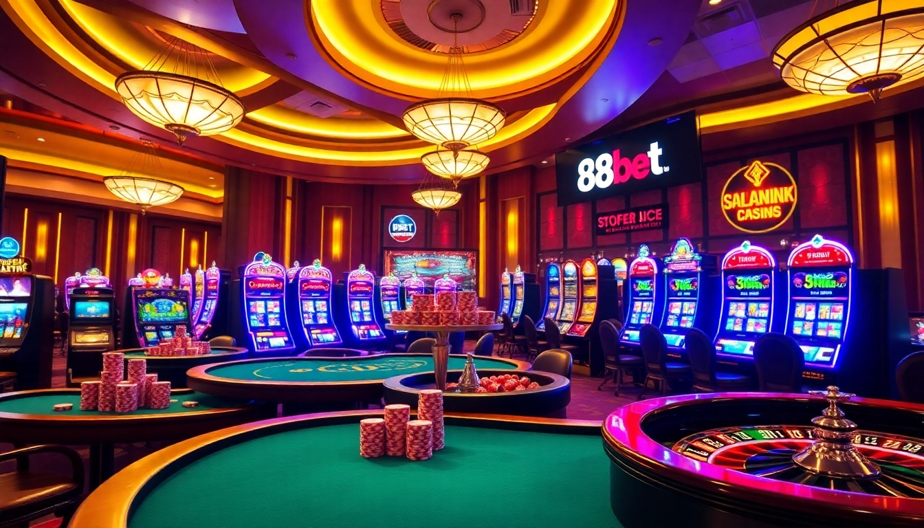 Players enjoying various games at 8kbet online casino, showcasing excitement and luxury.