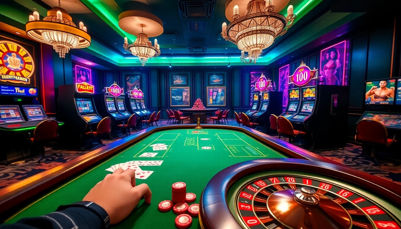 Experience the thrill of fly88 at a luxurious casino table with poker chips and cards.