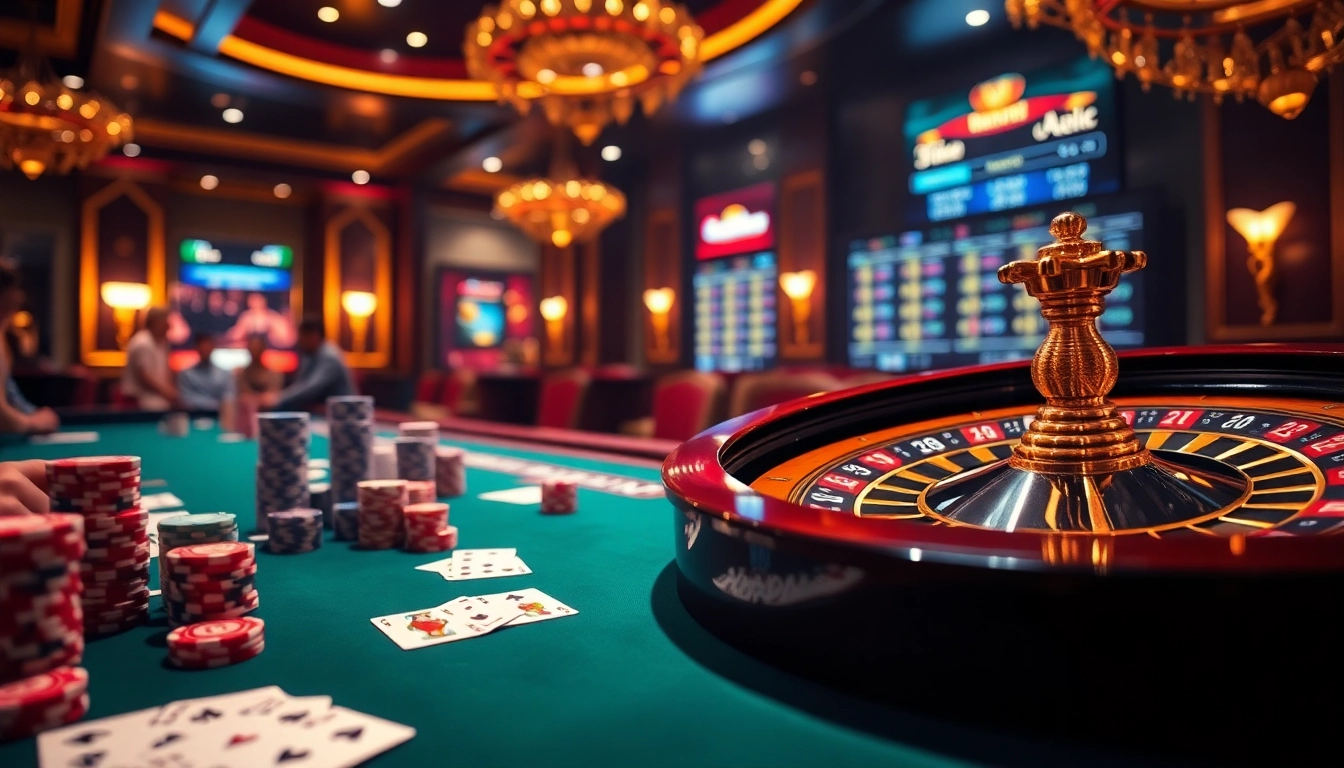 Experience high-stakes gaming at 78Win with vibrant poker chips and a classic roulette wheel.